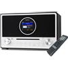 Maxxo Radio DAB+ internet Maxxo CD03 con lettore CD, Bluetooth, WiFi, USB, telecomando, sveglia, altoparlante in legno, suono stereo, menu italiano