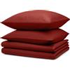 Blumtal biancheria da letto 2x 135x200cm + 2x federa 40x80cm - Lenzuola in microfibra 135x200cm - Set di 4 lenzuola rosso scuro