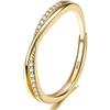 JeweBella Anelli Argento 925 Donna Regolabili Anello Zirconia Cubica Minimalista Anello Donna Argento/Oro/Oro Rosa Fidanzamento Promessa Fedine