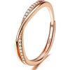 JeweBella Anelli Argento 925 Donna Regolabili Anello Zirconia Cubica Minimalista Anello Donna Argento/Oro/Oro Rosa Fidanzamento Promessa Fedine