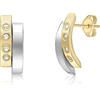 Carissima Orecchini con Zirconi Cubici a Due Bande in Oro Giallo e Bianco 9 ct per Donna