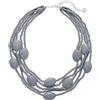 Coiris Collana da donna multicolore con 5 strati di perline di legno (N0019), Legno, non applicabile, N0019-Grigio