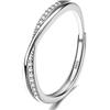 JeweBella Anelli Argento 925 Donna Regolabili Anello Zirconia Cubica Minimalista Anello Donna Argento/Oro/Oro Rosa Fidanzamento Promessa Fedine
