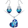 MICSAVI Pendente Farfalla Parure di Gioielli Set Orecchini Collana Donna Argento Sterling 925 con Cristallo a Forma di Cuore, con zirconi Set di gioielli Collana catena 45cm