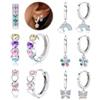 JeweBella Orecchini a Cerchio in Acciaio Chirurgico Pendenti Anallergici - Set 6 Paia con Cuore Fiore Stella per Donna Ragazze Bambini