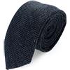The Tie Company The Tie Co™ - Cravatte a spina di pesce in tweed di lana con motivo tartan, collezione Premium, larghezza 7 cm, 27 Blu Nero A spina di pesce, Taglia unica