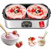 TECKZOON Yogurtiera 2L, Macchina per Yogurt con 2 Vasetti da 1L, Yogurtiera Digitale in Acciaio Inox, Yogurt Maker Automatico per Yogurt Fai da Te, Formaggio o Natto