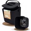 YourCasa® - Pattumiera biologica piccola da cucina, capacità: 4 litri, secchio per compost per rifiuti organici quotidiani, lavabile in lavastoviglie, inodore, filtro rimovibile, con coperchio (nero)