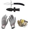 Kaqisen Oyster Knife Oyster Shuck Set Oyster Opener Resistente al taglio e guanti per cozze o formaggio a pasta dura Manico in legno adatto Acciaio inossidabile (Grande/L)