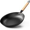YUTANN Padella in Ghisa, Padella Antiaderente da 28 cm, Legno Manico Rimovibile, Senza PTFE/PFAS/PFOS, Frying Pan Adatto all'Induzione, Gas e Forno