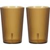 QUARKZMAN Bicchieri Da Bere In Plastica Trasparente Riutilizzabili, Set Da 2 Bicchieri Da Bere In Plastica Con Scanalature Da 7.4oz, Tazza D'Acqua Infrangibile Impilabile (Marrone, 2Pezzi)