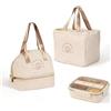 Mulaibdin 2 Pezzi Borsa Termica Porta Pranzo, Borsa Frigo Piccola Pranzo Ufficio, Lunch Bag Termica Donna Uomo Bambini, Impermeabile Borsa Pranzo per Lavoro,Scuola,Viaggi,Campeggio,Picni (Kaki)