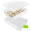Relaxdays Contenitore per Palline di Pizza, Set 2 pz, Coperchio, 7 x 40 x 30 cm, plastica, impilabile, 6 Palline, Bianco