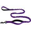 Snootiful Hound Guinzaglio elastico per cani, doppio manico, ammortizzante, colori assortiti, 150-200 cm (viola)