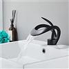 SJQKA Rubinetto Bagno Lavabo,a Cascata Elegante Rubinetti Lavabo, Moderno Monocomando, per Lavandino,di Ottone Miscelatore Acqua Calda e Fredda,Nero,standard