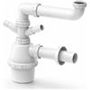 Schläfer 4395321 | Sifone Universale a Fiasco salvaspazio per Lavelli a 1 vasca 11/2 con 2 Attacchi Lavastoviglie - Uscita Diam 40mm, Scarico Lavandino ad un Bacino con Rosone, Bianco