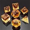 BESCON DICE Bescon Crystal Clear (Unpainted) Sharp Edge DND Dice Set of 7, Razor Edged Polyhedral D&D Dice Set for Dungeons and Dragons Role Playing Games, Amber Color