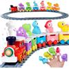 Meribbit Trenino con Binari, Luci ed Effetto Vapore, Dinosauri Marionette da Dito, Giocattoli Montessori Sensoriali, Gioco Educativo per Bambini 2 Anni, Regalo 1-3 Anni