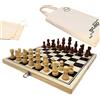 Big Game Hunters Set di scacchi portatile in legno - Tavola pieghevole in pino 30 x 30 cm Set di scacchi da viaggio - Pezzi superiori con base protettiva, giochi da tavolo da viaggio, set di scacchi