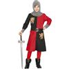 FIESTAS GUIRCA Costume da Cavaliere Medievale Bambino - Vestito per Bambini di Guerriero Rosso e Nero per Bambini di 10-12 Anni
