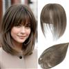 SEA SINGING Toupet in capelli umani per donne con ciuffo, cuciti a mano con copertura 360° 3D, naturali per capelli sottili - Parrucche per donne (Castano Mogano Medio)
