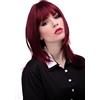 WIG ME UP - Parrucca Donna Altezza Spalle Rosso Rosso Granata Capelli Lisci con Frangetta circa 50 cm 3003-39