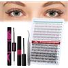 FADVAN Ciglia Finte Ciuffetti Naturali D Curl - 4PCS Ciglia Extension Kits con Bond Seal Remover e Pinzette - 10D+20D Lash Clusters - Ciuffetti Ciglia(0.07mm,Mix 9-16mm)