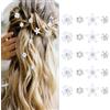 Bkemkri 20 Pezzi Fermagli per Capelli a Forma di Fiore, Mini Forcine per Capelli in Metallo con Piccoli Fiori Graziose Fermagli per Capelli con Strass, Fermagli Decorativi per Capelli Pinze per Capelli