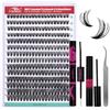 FADVAN Ciglia Finte Ciuffetti Naturali D Curl - 4PCS Ciglia Extension Kits con Bond Seal Remover e Pinzette - 50D Lash Clusters - Ciuffetti Ciglia(0.07mm,Mix 8-16mm)