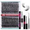 FADVAN Ciglia Finte Ciuffetti Naturali D Curl - 4PCS Ciglia Extension Kits con Bond Seal Remover e Pinzette - 40D+50D Lash Clusters - Ciuffetti Ciglia(0.07mm,Mix 9-16mm)