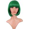 MapofBeauty 12 Pollic Corto Lisci Flat Frange Bob Parrucche (Erba Verde)