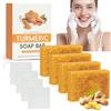 AOOWU 4 Pezzi Kojic Acid Soap, Turmeric Kojic Acid Soap con Vitamina C, Sapone Turmeric per Peeling Naturale e Tono Pelle Uniforme, Sapone Esfoliante Viso e Corpo, Include 4 pcs una Rete Porta Sapone