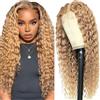 Lakaisa Human Hair Wig Deep Wave 4X1 Lace Parrucche Donna Capelli Veri Glueless Wear and Go Pre Plucked with Baby Hair Low Shedding #27 Honey Blonde for Women 24 Inch