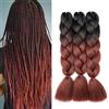 Gairyan Extension per Treccine Africane Extension Capelli Finti per Treccine Afro 60cm Ombre Kanekalon Treccia Capelli Sintetici Crochet Twist Jumbo Braids 3 Pezzi (Nero-Rosso Marrone)