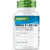Vit4ever Omega 3 + Vitamina D3 + K2-240 Capsule 4 Mesi di Scorta - Olio di Pesce Alto Dosaggio con EPA e DHA - Premium K2 All-Trans 99,7+% con Omega3 in Forma Trigliceride e Vitamin D3 Alta Biodisponibilità