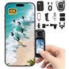 TKMARS Action Cam 4K con Schermo Touch, Fotocamera Magnetica d'Azione Professionale con Custodia Subacquea 30m, Mini Body Cam per Moto, Bici e Vlog, WiFi Grandangolare 120 Gradi con Supporto App