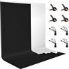 Vevelux Sfondo Fotografico Nero-Bianco 2 in 1, 2X3M Fondale Pieghevole | con 8 Clip, 100