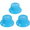 QUARKZMAN 3Pcs Metric Top Hat Bell Knobs 1 Volume 2 Tone Control Guitar Knobs Set Per Chitarra Elettrica Bass Split Shaft Pots Sky Blue White
