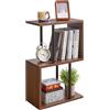 Aibiju Tavolino Laterale a Forma di S, Tavolino a 3 Ripiani con Ripiani Aperti, Comodino in Stile Moderno, Portariviste per Divano per Piccoli Spazi, Soggiorno, Camera da Letto, Noce Chiaro YD-ST003LW