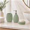 Virtime Set Accessori Bagno 3 Pezzi in Ceramica Lucida Modello Incas, Dispenser Sapone Liquido, Porta Spazzolini e Porta Saponetta (verde)