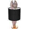 Brubaker Lampada da Tavolo o da Comodino Hippo Ballerina - Lampada da Tavolo con Base in Ceramica e Paralume in Tessuto - Altezza 43 cm, Nero Grigio