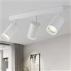 FORCOSO Faretti da soffitto - 3 faretti orientabili a 350°, GU10 bianco, paralume in metallo antiriflesso, lampada industriale da parete per cucina, soggiorno, corridoio, camera da letto