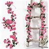 Qivra 2 Pezzi Ghirlanda di Fiori Artificiale Fucsia, 1,8 Metri Rose Artificiali Realistiche, 138 Rose Ghirlanda Fiori Bianca per Decorazioni Matrimonio Tavolo Feste Giardino