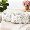 Brylleii Set di 2 Federe Cuscini per Divano 30x50 Impermeabili Esterno Fodere per Cuscini Decorativi con Cerniera Finto Lino Floreale Copricuscini Decorativa Vintage per Giardino Patio Soggiorno