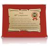 ATS Incisione Targhe & Timbri Targa Compleanno con Pergamena - Targa Celebrativa in Cofanetto Velluto - Idea Regalo Elegante per Compleanno e Ricorrenze - Targa Ricordo (Rosso, 60 Anni)