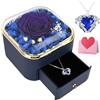 Gaethra Rosa Blu Stabilizzata, Rosa Eterna Blu con Collana, Regalo per Lei Fidanzata, Mamma, Moglie, Rosa Eterna Confezione Regalo per Valentino, Natale, Mamma, Anniversario
