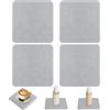 TLDBATICE 4 Pezzi Sottobicchieri in Diatomite, Pietra Assorbente ad Asciugatura Rapida per Bagno Cucina, Sottobicchieri per Lavandino Porta Sapone per Tazze Bottiglie, Grigio Quadrato