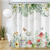Uiiooazy Tenda Doccia Antimuffa, Tenda Doccia 180x220cm Tropicale Boho Feuilles Verde Eucalipto Fiori Fungo Giungla Tende da Bagno Tessuto Lavabile Impermeabile Tende per Vasca da Bagno con 12 Anelli