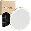 ovimar specchio cosmetico Leinoya | con luce | ricaricabile | montaggio a parete senza forare | in bagno | specchio d'ingrandimento 5x | specchio per il trucco con luce | specchio a 360 gradi