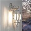 Licht-Erlebnisse Lampada da parete esterna Brest a forma di lanterna con braccio bianco oro stile rustico retrò E27 IP44 ideale per giardino, terrazzo, cortile